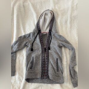 Gray Hooded Sweater with Embroidered Trim American Eagle Small